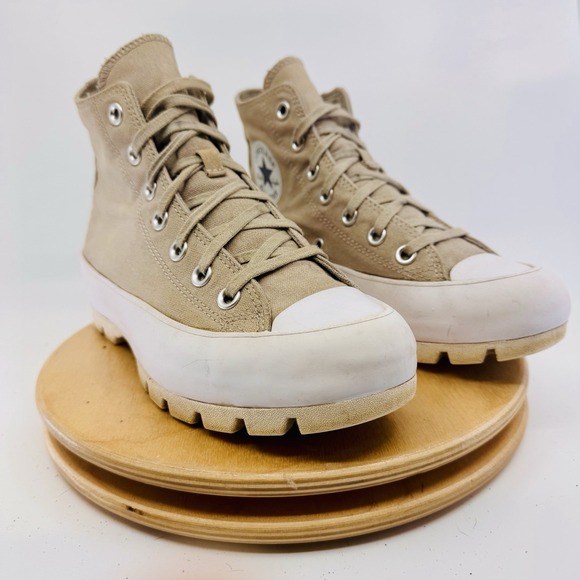 Converse Chuck Taylor All Star Lugged Women's 7 Beige Platform Shoes Hi High Top - Picture 2 of 7